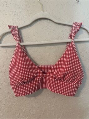 aerie Red and White Gingham bikini top 8